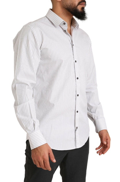 Dolce & Gabbana Elegant White Striped Cotton Dress Shirt Dolce & Gabbana