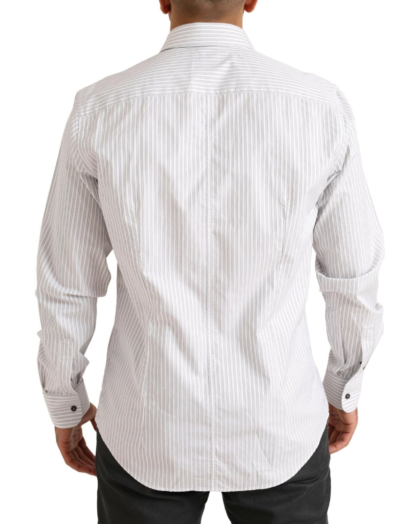 Dolce & Gabbana Elegant White Striped Cotton Dress Shirt Dolce & Gabbana