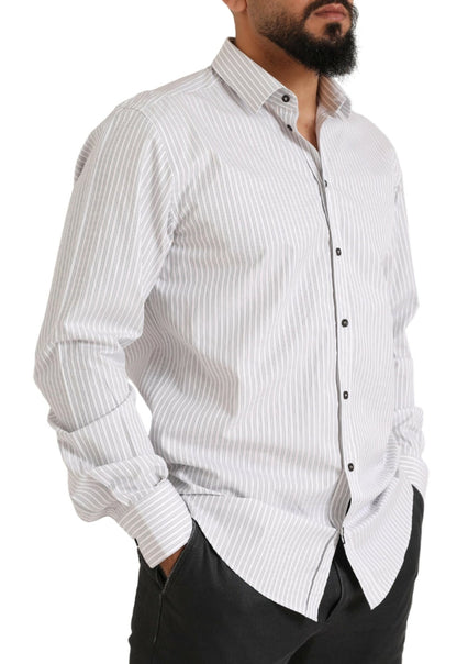 Dolce & Gabbana Elegant White Striped Cotton Dress Shirt Dolce & Gabbana