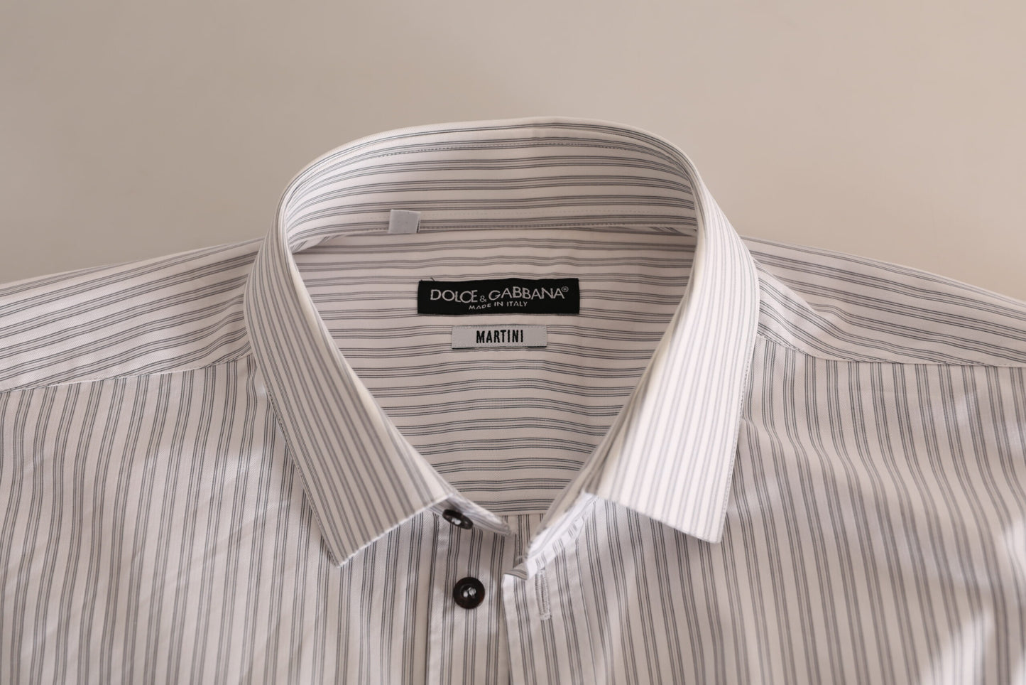 Dolce & Gabbana Elegant White Striped Cotton Dress Shirt Dolce & Gabbana