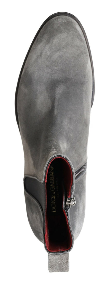 Dolce & Gabbana Elegant Gray Chelsea Leather Boots Dolce & Gabbana