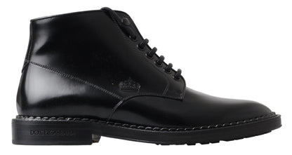 Dolce & Gabbana Elegant Black Leather Men's Boots Dolce & Gabbana