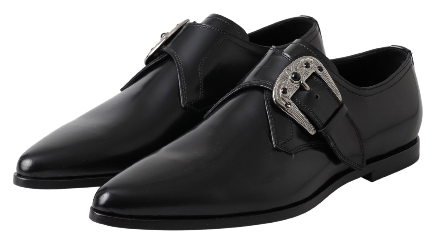 Dolce & Gabbana Elegant Black Leather Monk Strap Shoes Dolce & Gabbana