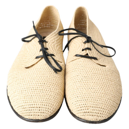 Dolce & Gabbana Chic Beige Derby Lace-Up Casual Men's Shoes Dolce & Gabbana