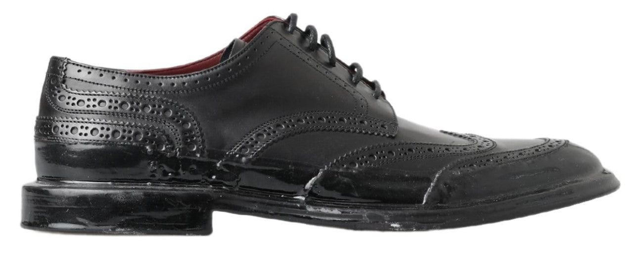 Dolce & Gabbana Elegant Black Leather Derby Shoes Dolce & Gabbana