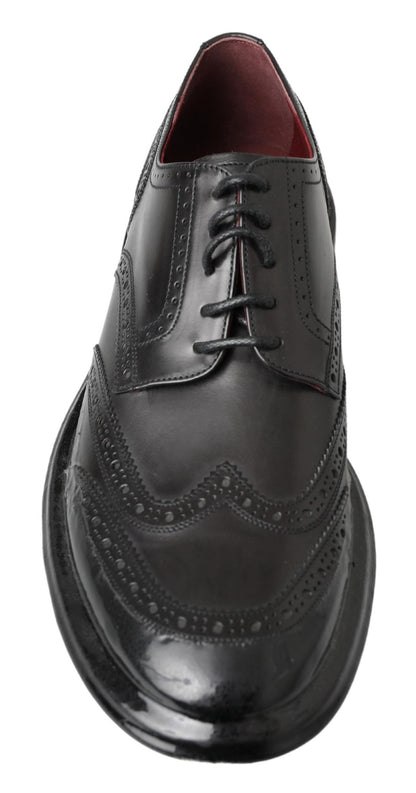 Dolce & Gabbana Elegant Black Leather Derby Shoes Dolce & Gabbana