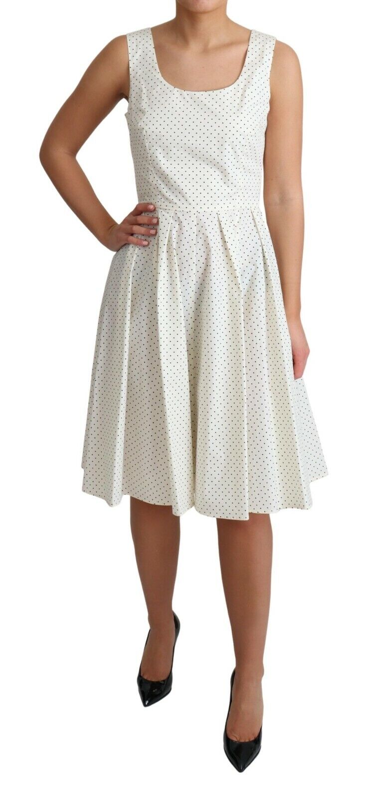 Dolce & Gabbana Elegant Sleeveless A-Line Polka Dotted Dress Dolce & Gabbana