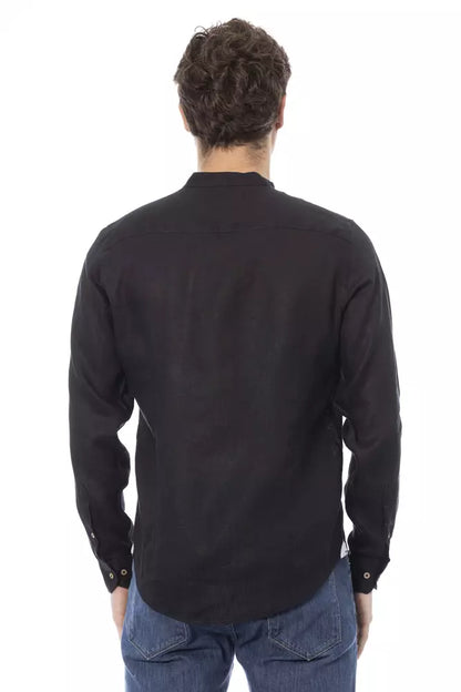 Baldinini Trend Black Lyocell Men Shirt Baldinini Trend