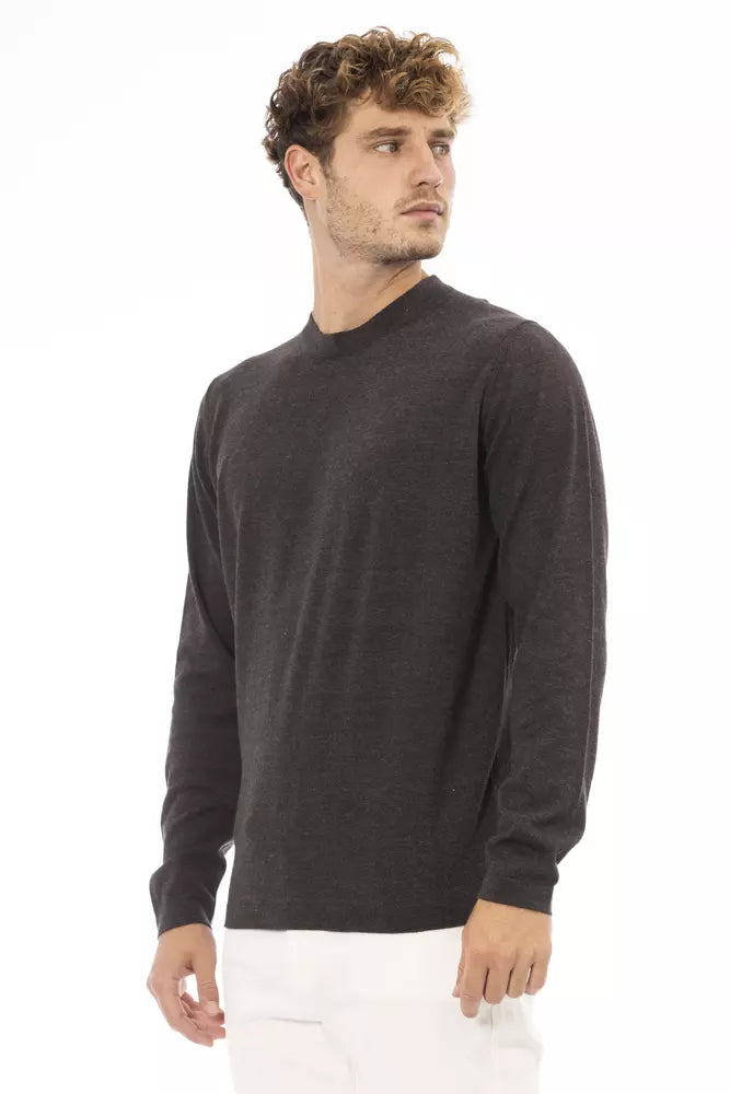 Alpha Studio Brown Cotton Men Sweater Alpha Studio