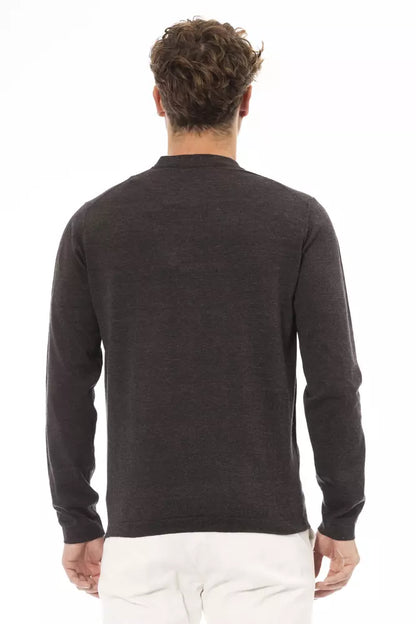 Alpha Studio Brown Cotton Men Sweater Alpha Studio