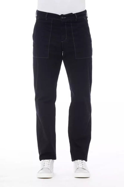 Alpha Studio Blue Cotton Men Pant Alpha Studio