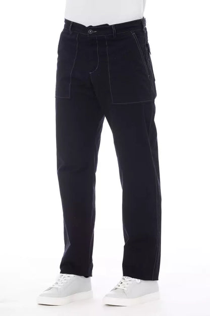 Alpha Studio Blue Cotton Men Pant Alpha Studio