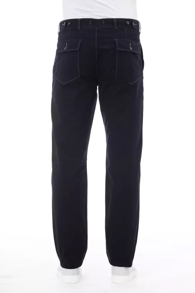 Alpha Studio Blue Cotton Men Pant Alpha Studio