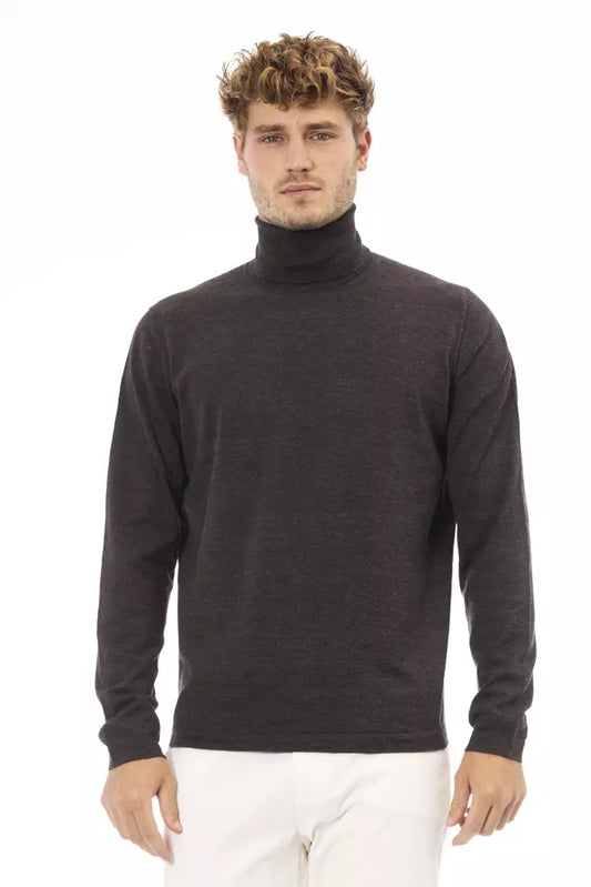 Alpha Studio Brown Cotton Men Sweater Alpha Studio