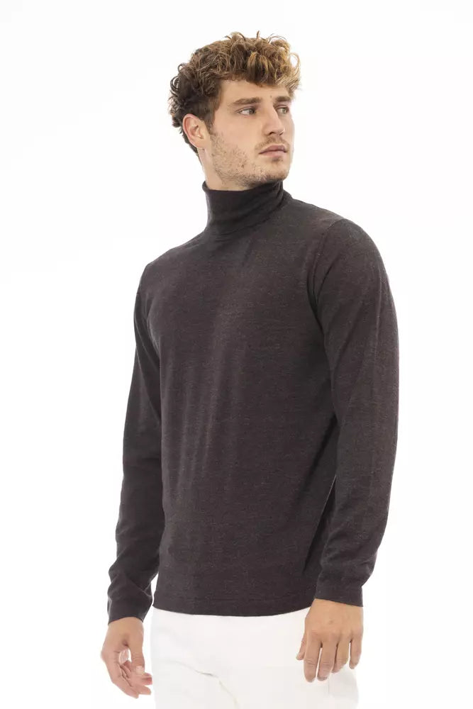 Alpha Studio Brown Cotton Men Sweater Alpha Studio