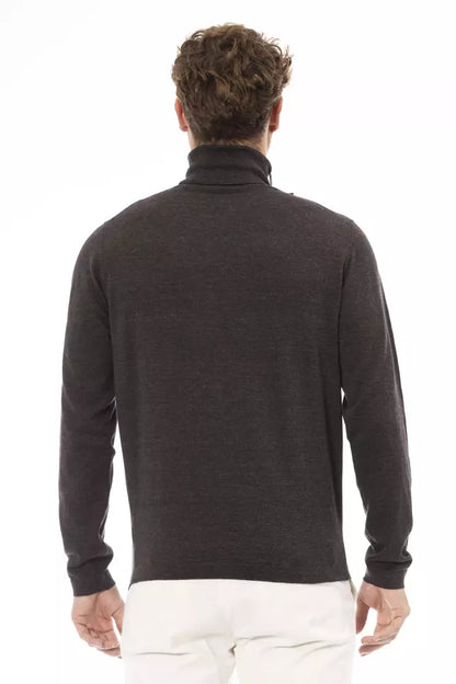 Alpha Studio Brown Cotton Men Sweater Alpha Studio