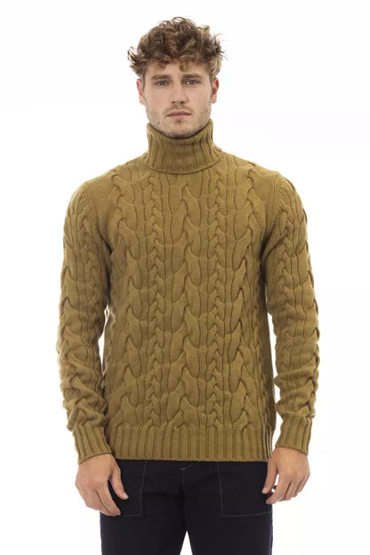 Alpha Studio Brown Wool Men Sweater Alpha Studio