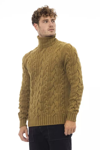 Alpha Studio Brown Wool Men Sweater Alpha Studio