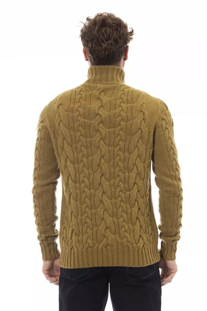 Alpha Studio Brown Wool Men Sweater Alpha Studio