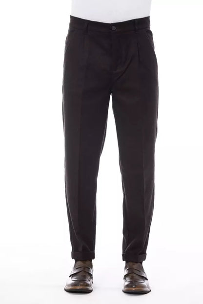 Alpha Studio Brown Wool Men's Pant Alpha Studio