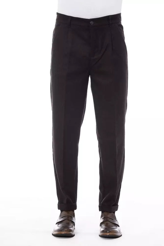 Alpha Studio Brown Wool Men's Pant Alpha Studio