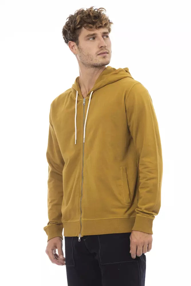 Alpha Studio Brown Cotton Men Sweatshirt Alpha Studio