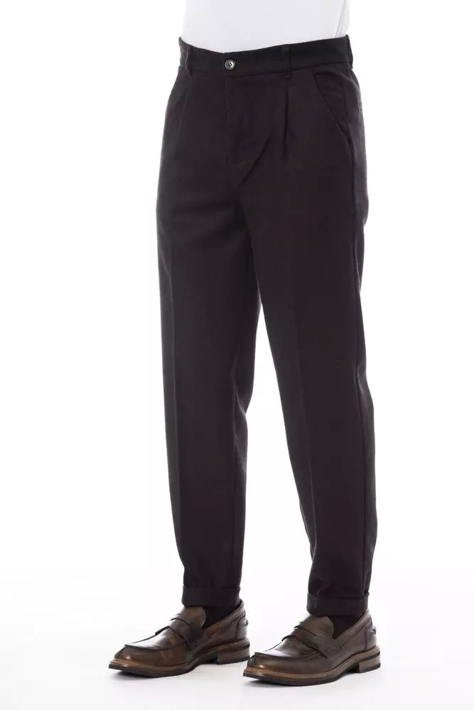 Alpha Studio Brown Wool Men's Pant Alpha Studio