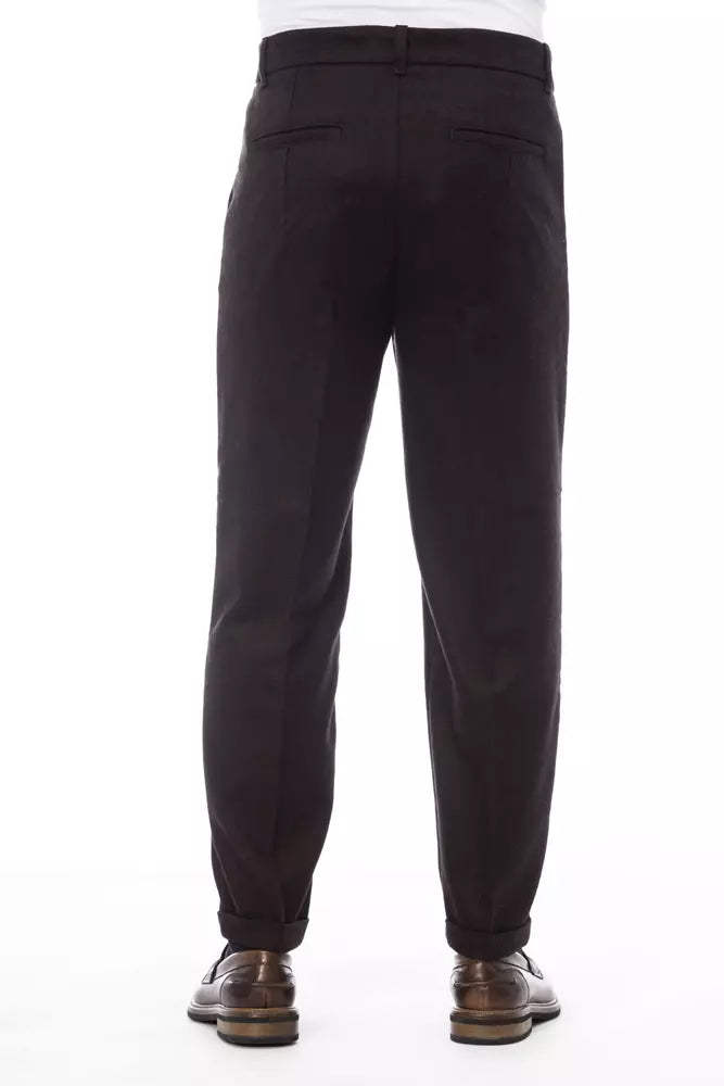 Alpha Studio Brown Wool Men's Pant Alpha Studio