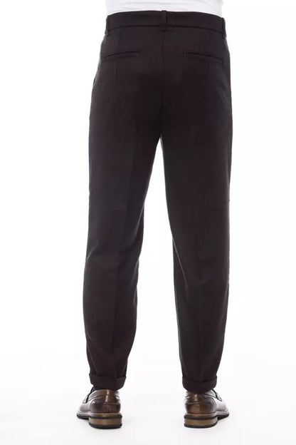 Alpha Studio Brown Wool Men's Pant Alpha Studio