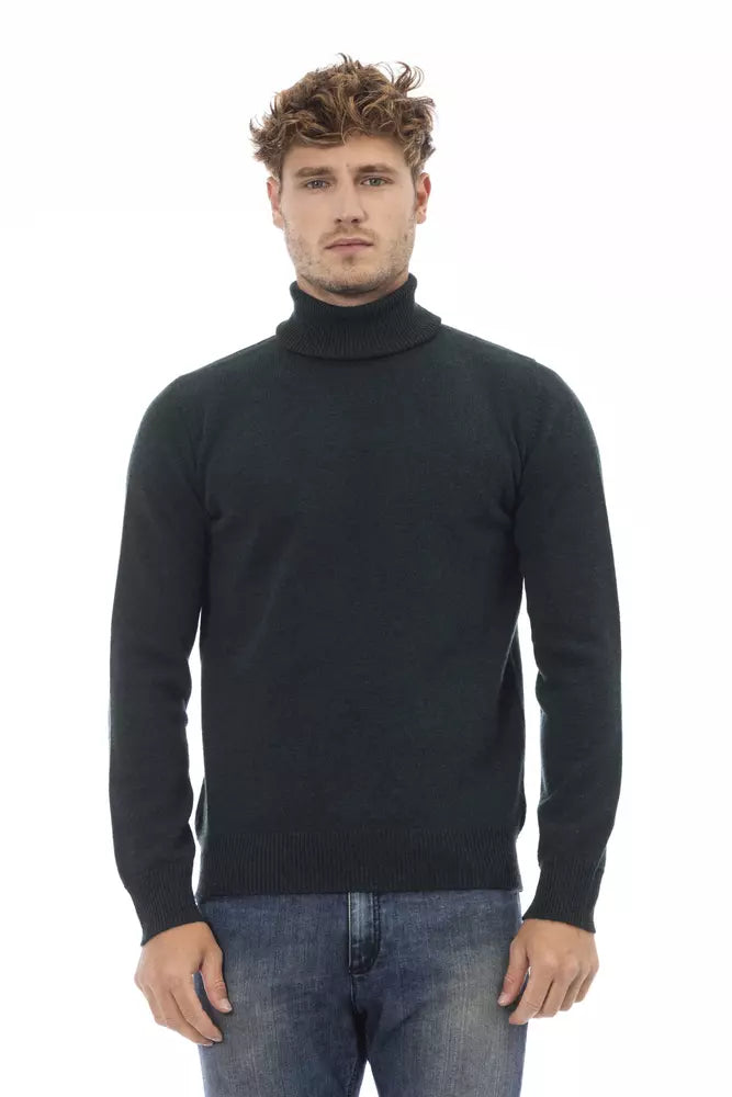 Alpha Studio Green Wool Men Sweater Alpha Studio