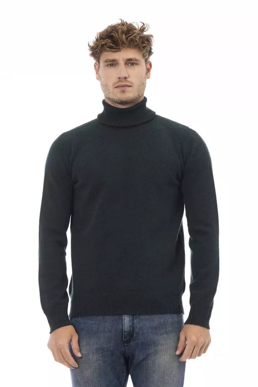 Alpha Studio Green Wool Men Sweater Alpha Studio