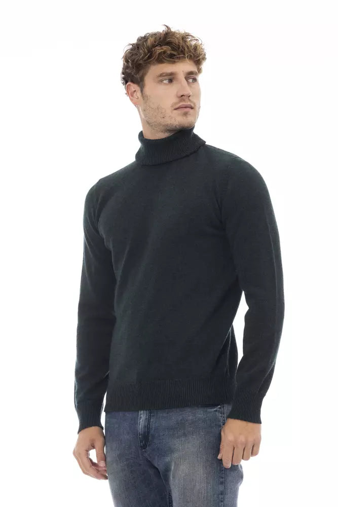 Alpha Studio Green Wool Men Sweater Alpha Studio