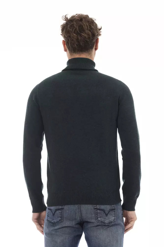 Alpha Studio Green Wool Men Sweater Alpha Studio