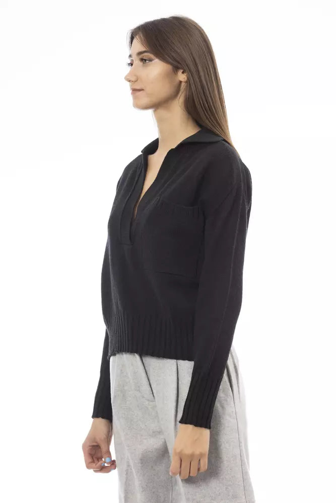 Alpha Studio Black Wool Women Sweater Alpha Studio