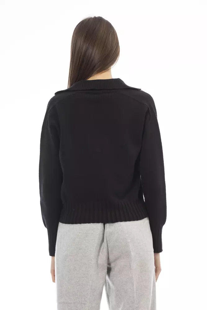 Alpha Studio Black Wool Women Sweater Alpha Studio