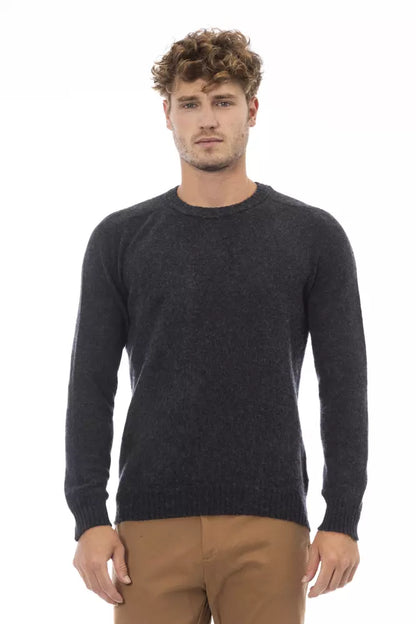 Alpha Studio Black Wool Men Sweater Alpha Studio