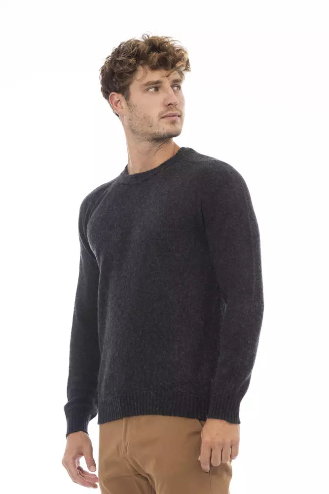 Alpha Studio Black Wool Men Sweater Alpha Studio