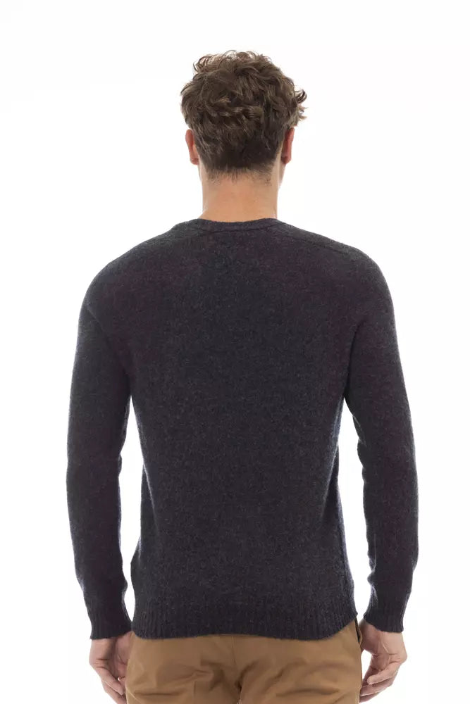 Alpha Studio Black Wool Men Sweater Alpha Studio