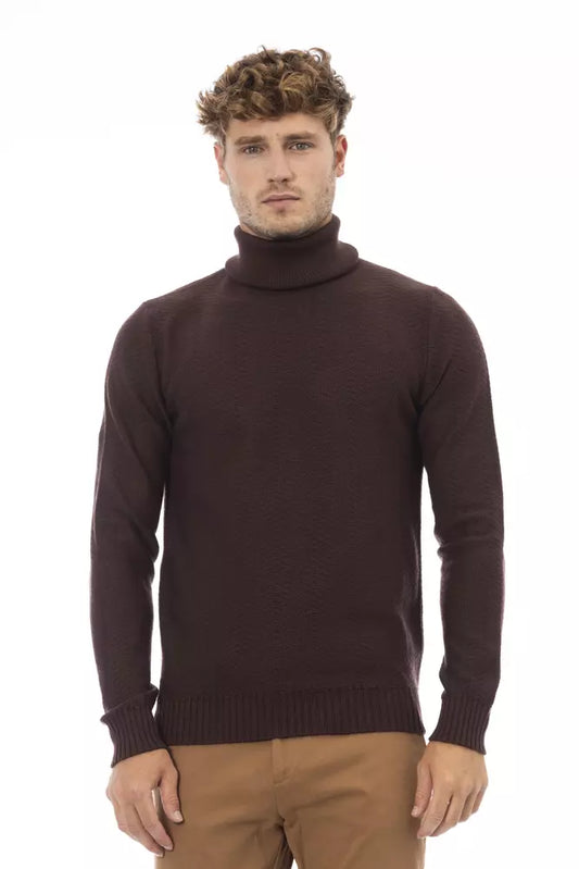 Alpha Studio Brown Merino Men Sweater Alpha Studio