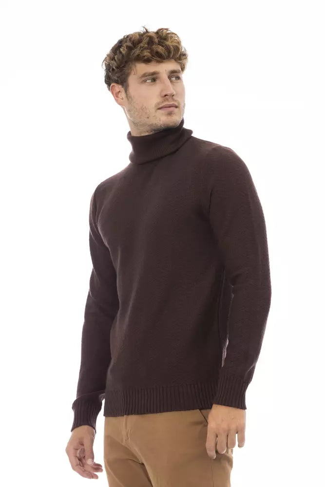 Alpha Studio Brown Merino Men Sweater Alpha Studio