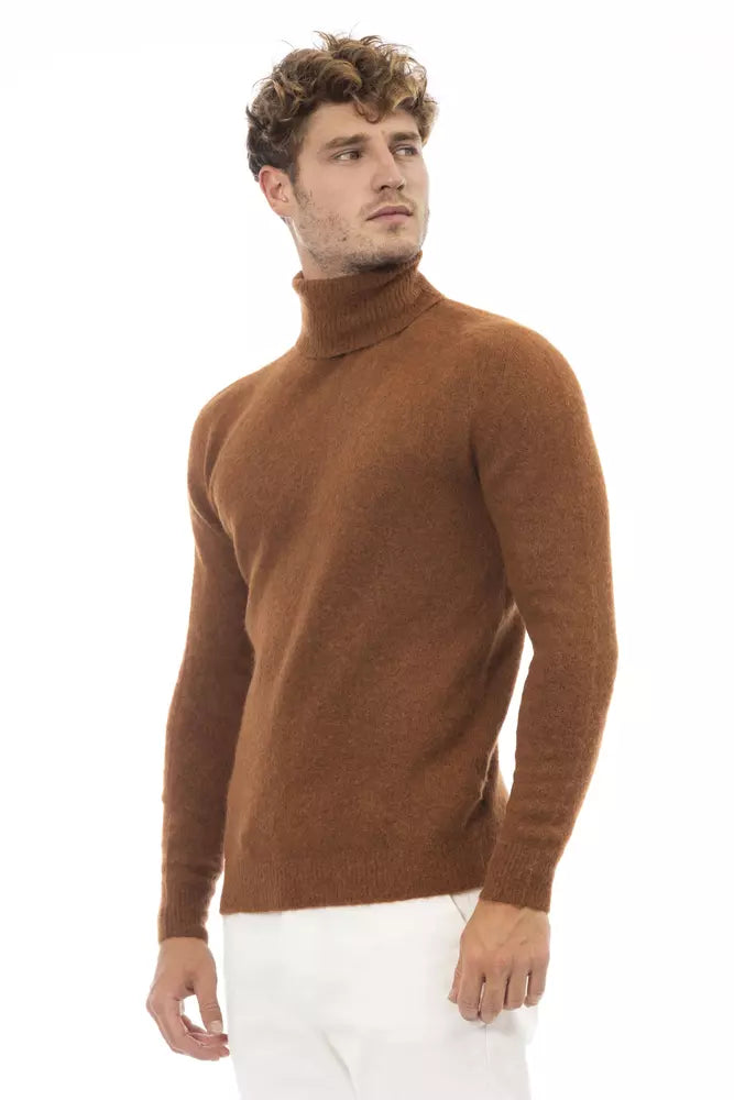 Alpha Studio Brown Alpaca Men Sweater Alpha Studio