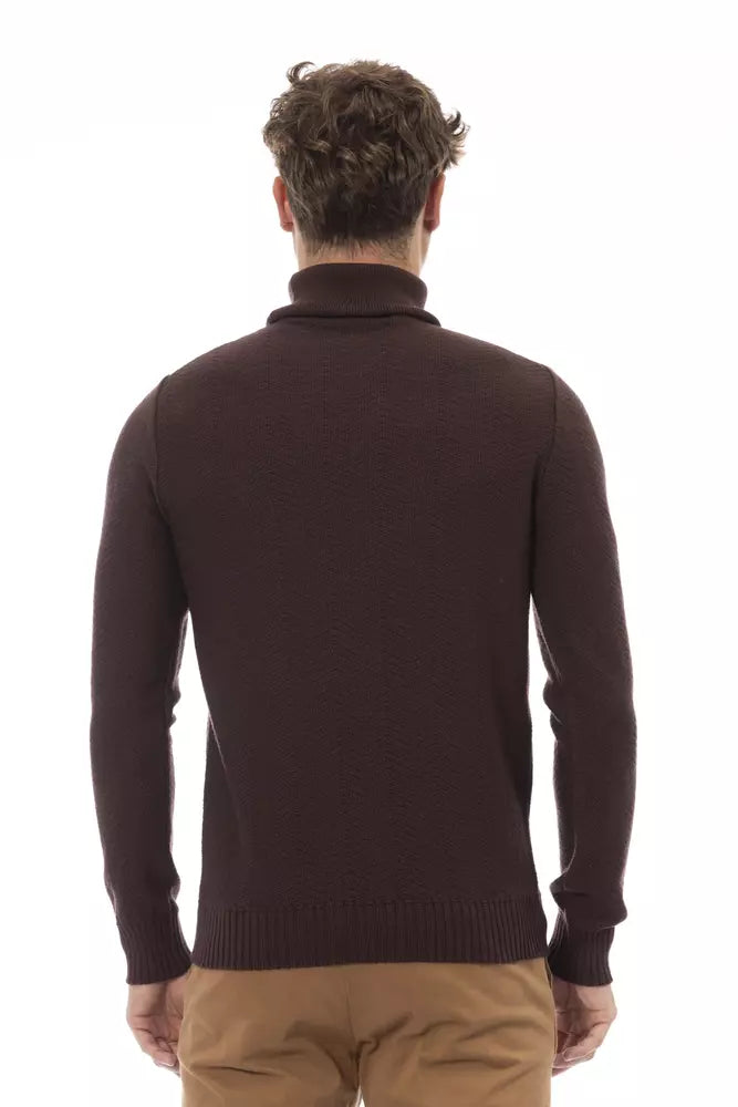 Alpha Studio Brown Merino Men Sweater Alpha Studio