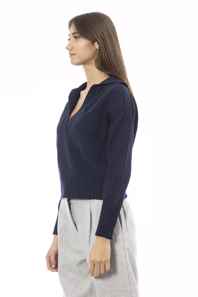 Alpha Studio Blue Wool Women Sweater Alpha Studio