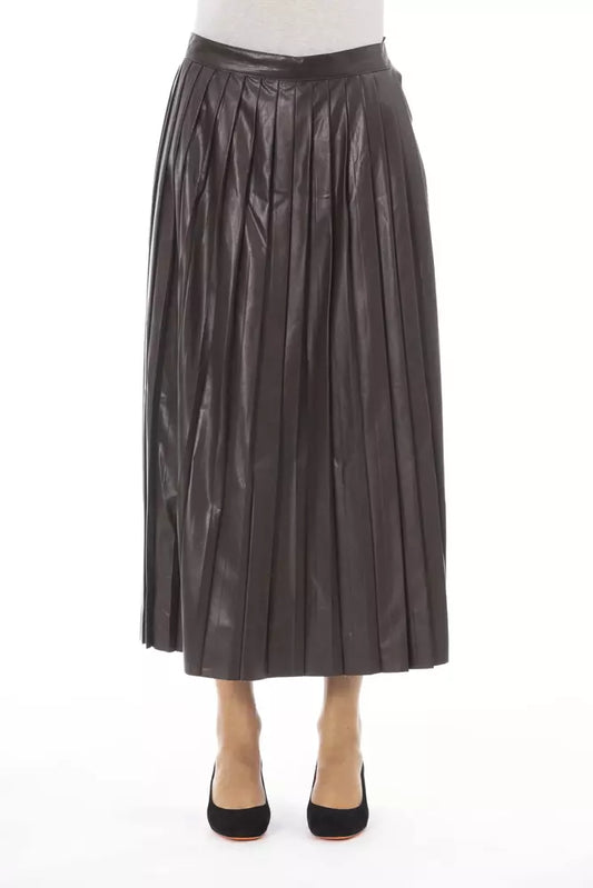 Alpha Studio Brown Polyethylene Women Skirt Alpha Studio