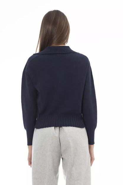 Alpha Studio Blue Wool Women Sweater Alpha Studio