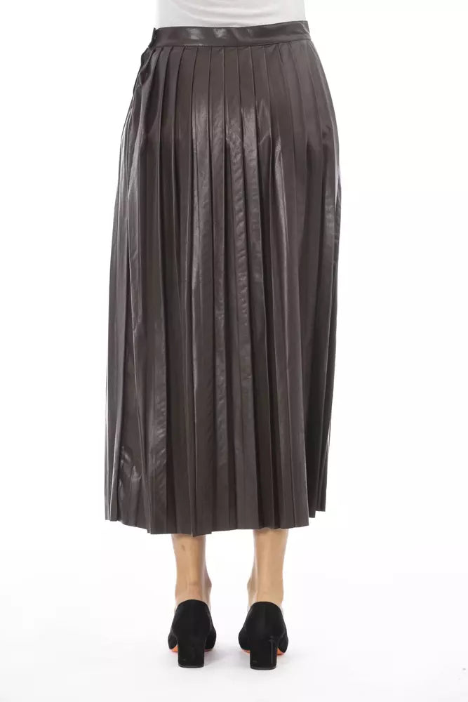 Alpha Studio Brown Polyethylene Women Skirt Alpha Studio