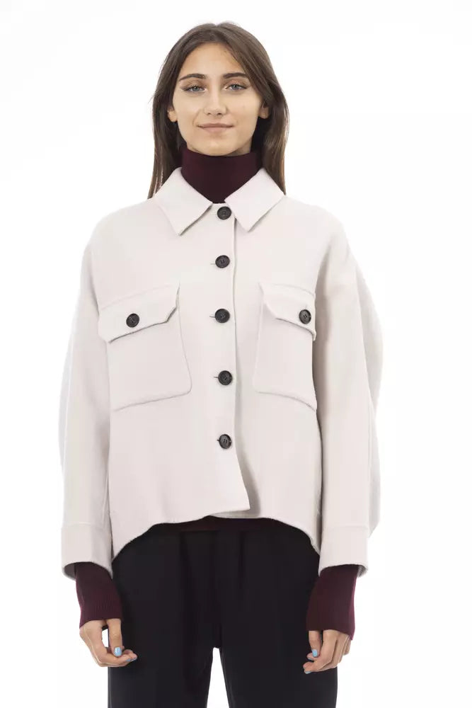 Alpha Studio Elegant White Wool Blazer Jacket Alpha Studio