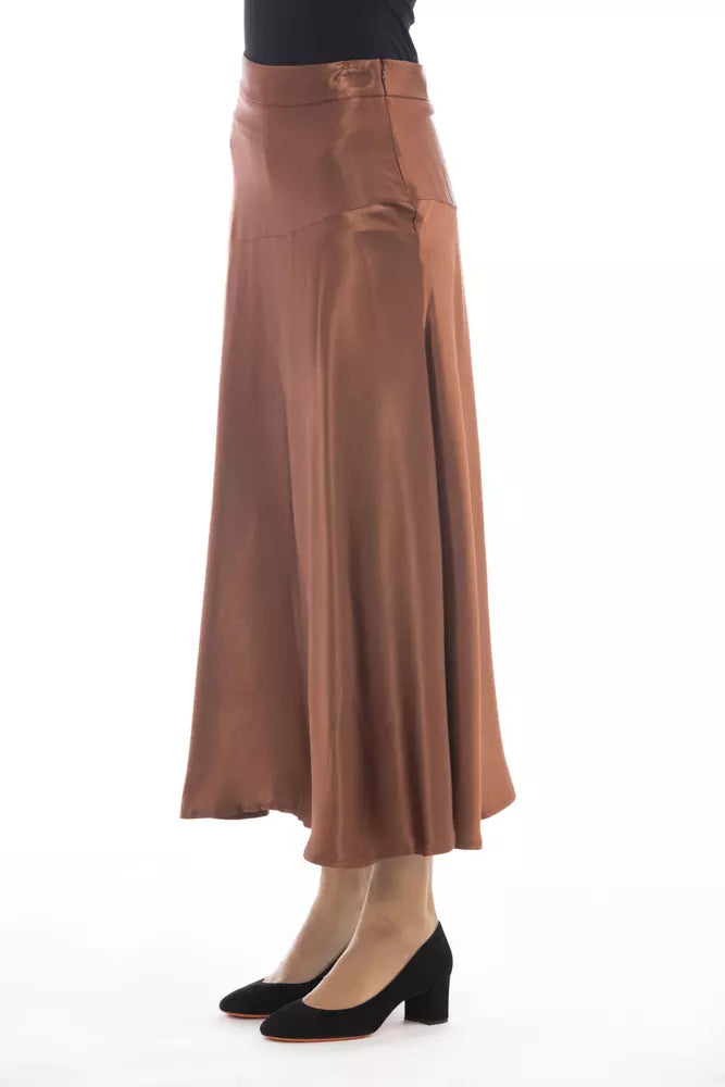 Alpha Studio Brown Viscose Women Skirt Alpha Studio