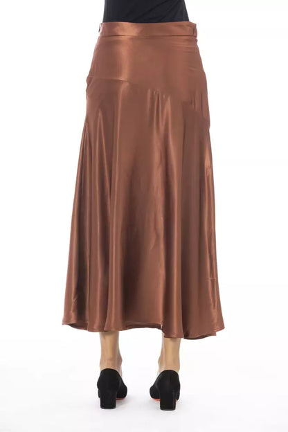 Alpha Studio Brown Viscose Women Skirt Alpha Studio