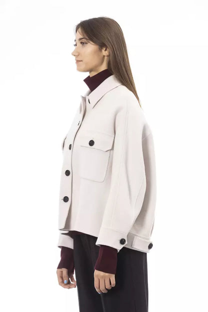 Alpha Studio Elegant White Wool Blazer Jacket Alpha Studio